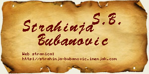 Strahinja Bubanović vizit kartica